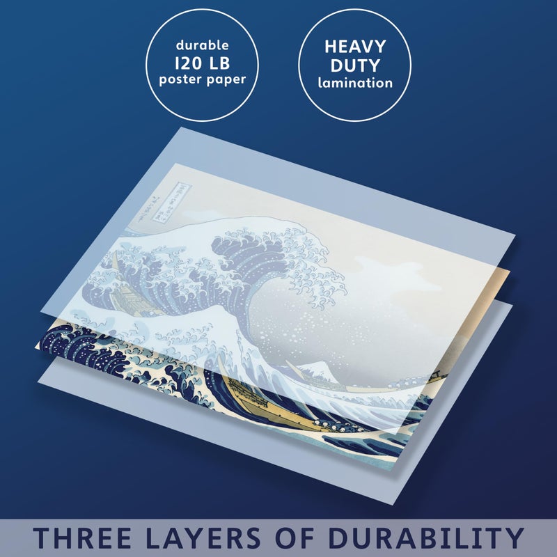 Palace Learning 2 Pack - The Great Wave Off Kanagawa by Katsushika Hokusai & Stormy Sea at the Naruto Rapids by Ando Hiroshige - Japanese Fine Art Wall Posters (LAMINATED, 18" x 24") - Image 4